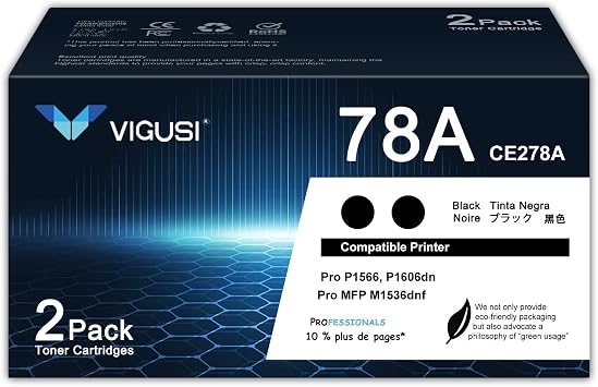 78A Black Toner Cartridge High Yield 2-Pack Replacement for HP 78A CE278A