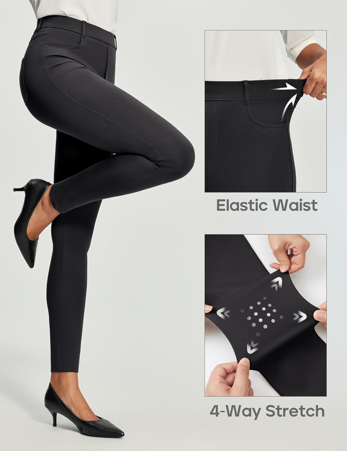 Heathyoga Womens Dress Pants Pull On Stretchy Work Pants Women Business Casual Outfits Slacks for Women Teacher Pants Office - Image 4