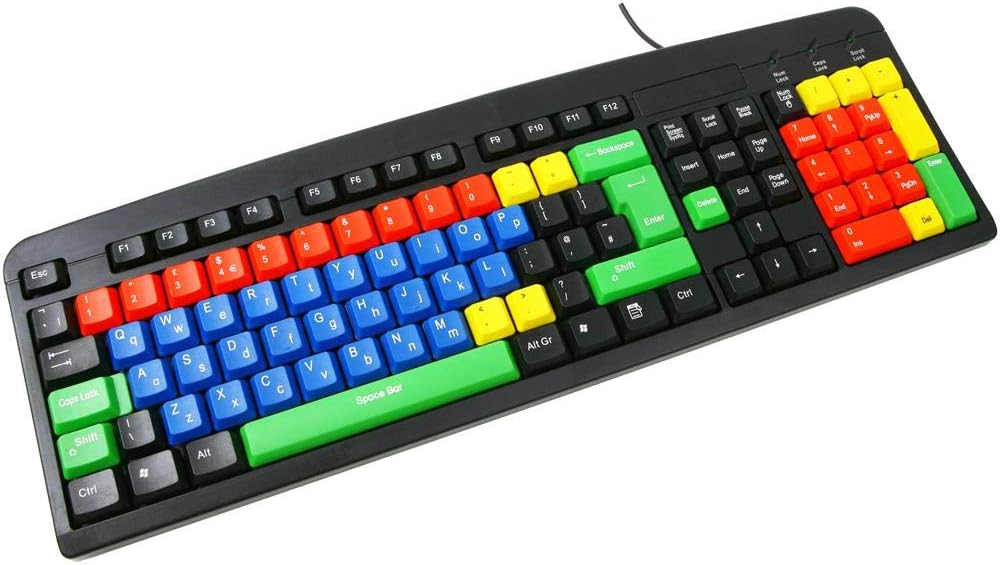 COMPLETE RETAIL Children Uppercase/Lowercase Colour Keyboard - USB - Kids/Fun - Rainbow Theme - Membrane Keyboard