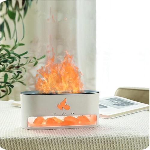 Miniatura 6 de RUNAAJA Difusor de aceites esenciales aromaterapia humidificador de niebla fría para dormitorio, llama simulada, luz nocturna, difusor de aroma,