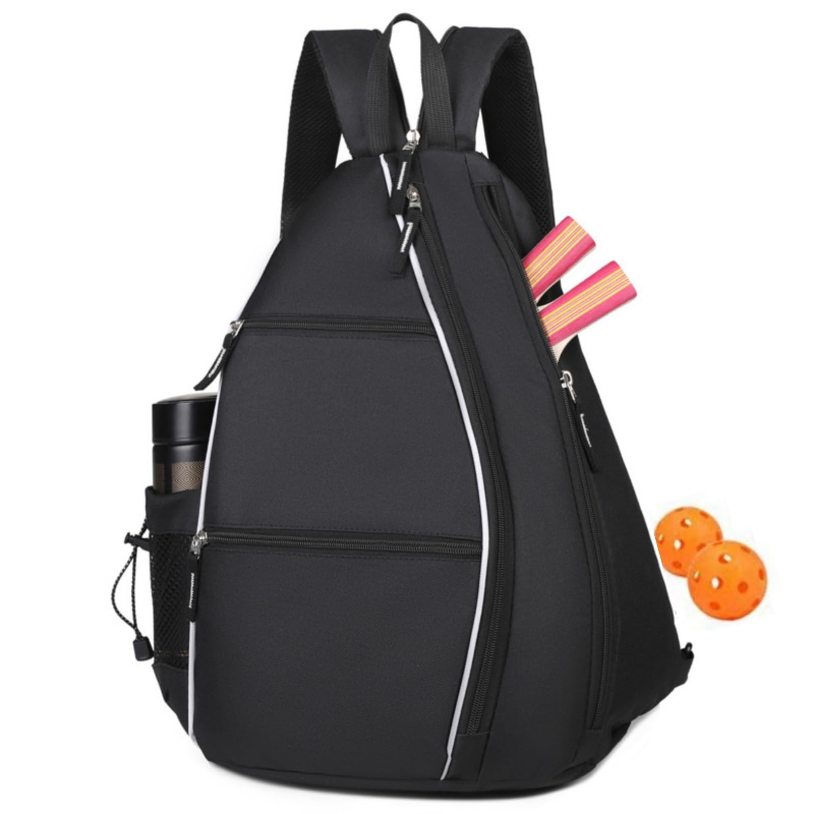 YYKSYDPT Pickleball Bag,Sport Pickleball Tennis Sling Bag for Women Man,Adjustable Lightweight Pickleball Backpack with Fence Hook Water Bottle Holder for Sports Accessories Gear