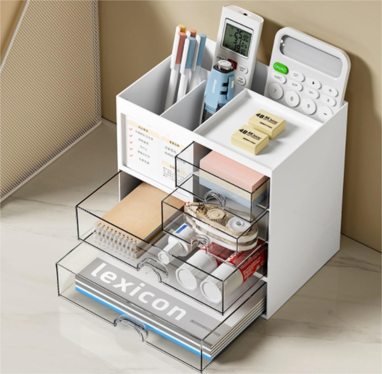 Porta Oggetti da Scrivania Organizer Da Scrivania Con Portapenne Multifunzionale A 3 Cassetti Per Organizer Da Scrivania E Portaoggetti Organizzatore Scrivania