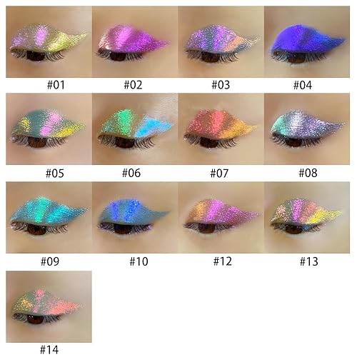 Miniatura 2 de SZDYM Polvo duocromático súper brillante, sombra de ojos Super Chameleon, polvo suelto de purpurina de larga duración sin arrugas, maquillaje de