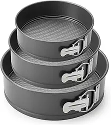 Conjunto Formas Redondas Antiaderentes com Fundo Removível Jogo de Assadeiras para Bolo e Torta Aço Carbono Preto Durável 24 26 e 28 cm