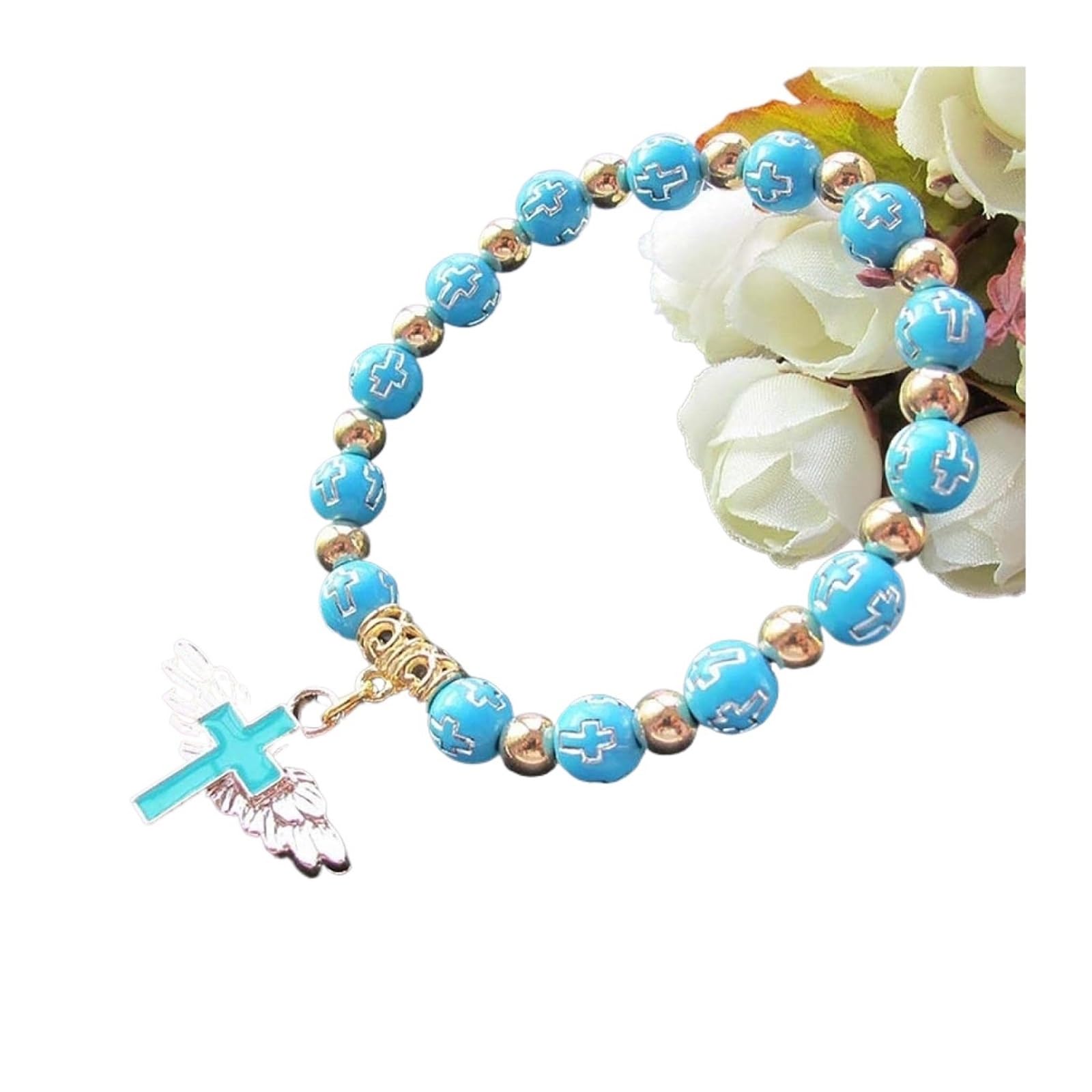 Bracciali Bracciali Donna Lady Girls Gift Bracciale con Pendente a Forma di Ala d'Angelo for Uomo Catena di Perline Accessori Moda Souvenir Regali Perline(Blanc)