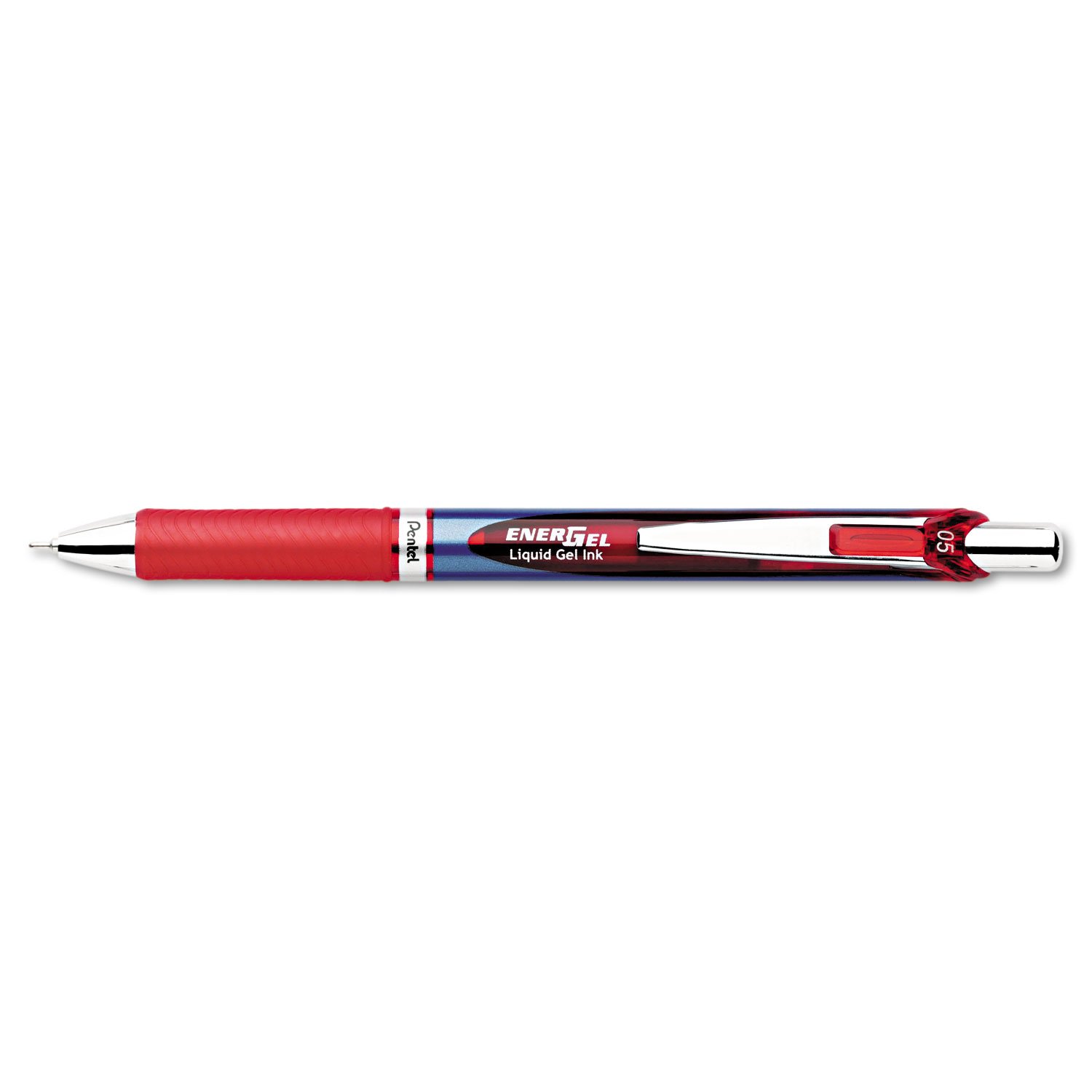 Pentel Gel Pen Retractable Refillable Needle Tip 0 5mm PENBLN75B Blue Body with Red Accent