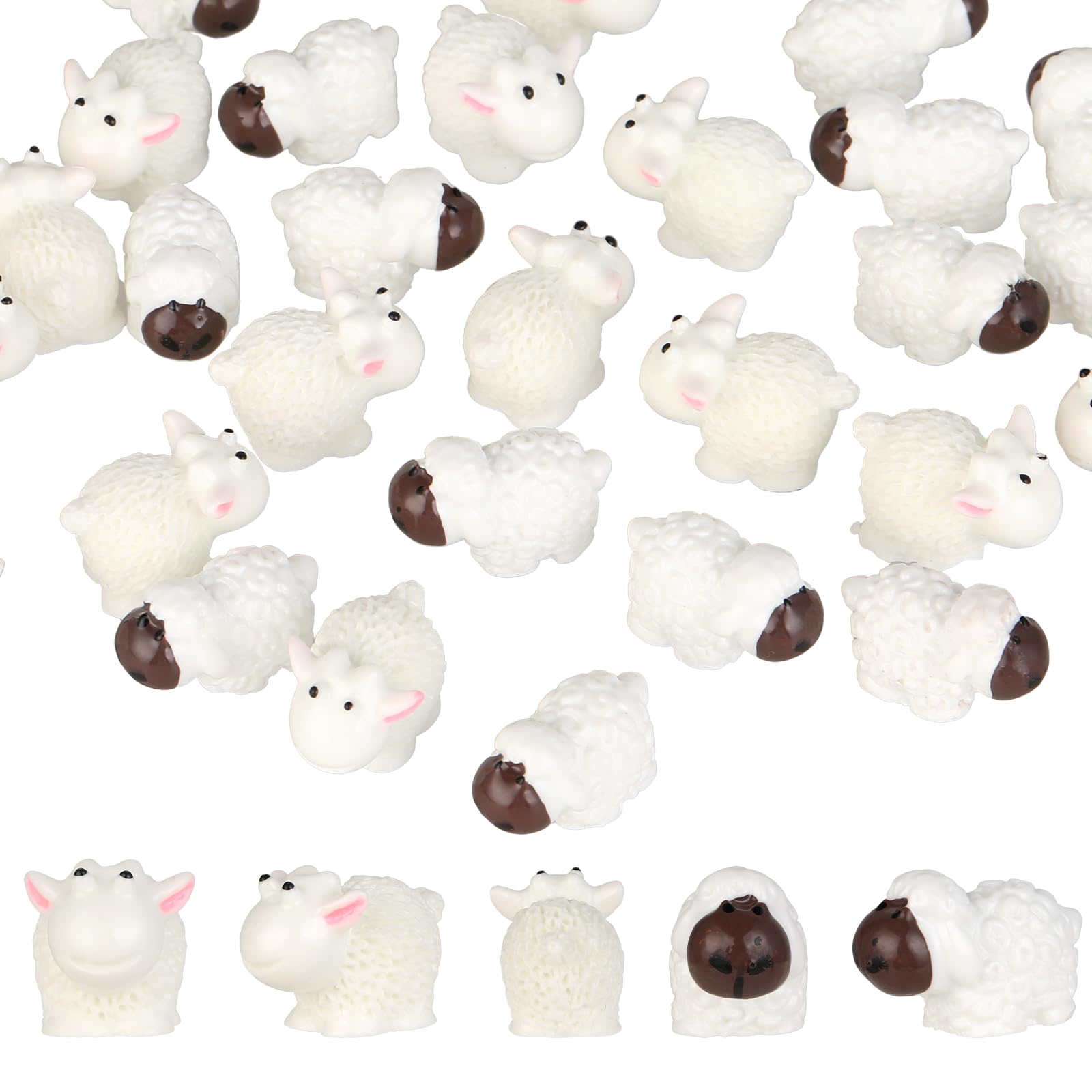 Hariendny 30 figuras de oveja en miniatura, mini ovejas, decoración de paisaje, figuras de oveja de resina, mini animales de goma, decoración del hogar, animales para jardín, accesorios de adorno