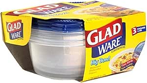 GladWare Big Bowl Containers with Lids, Round Size, 6 Cups 3 containers