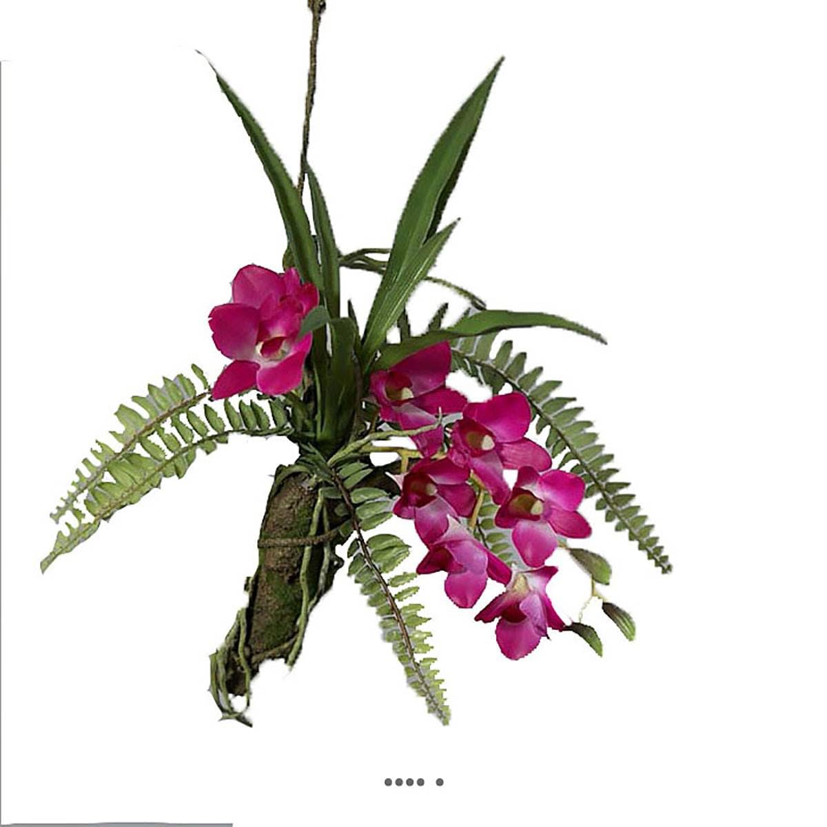 Orchidea dendrobium in Lattice su Ramo da Appendere, Lunghezza Totale 50 cm, Rosa sospesa, Colore: Rosa