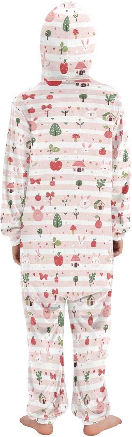 Unisex Onesie Pajamas Cute Soft Hooded Loungewear Sleepwear for Christmas Home 4-14Y
