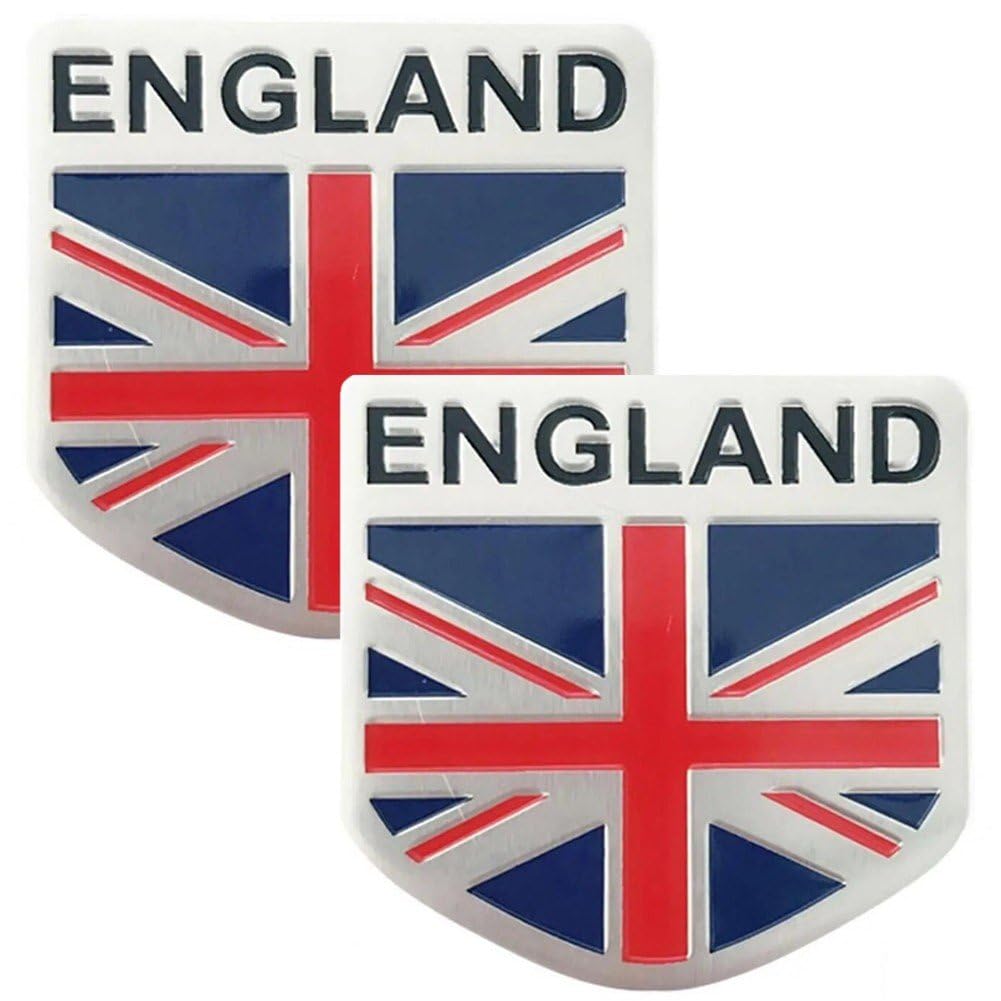 Baokuan 2pcs France Germany England Flag Decal - 3d Metal Look Car Emblem Sticker, Waterproof Badge for Bumper Trunk