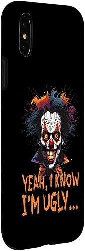Miniatura 9 de iPhone 13 Pro Max Divertida cita de payaso de Halloween Dibujo "sí, sé que soy feo" Funda
