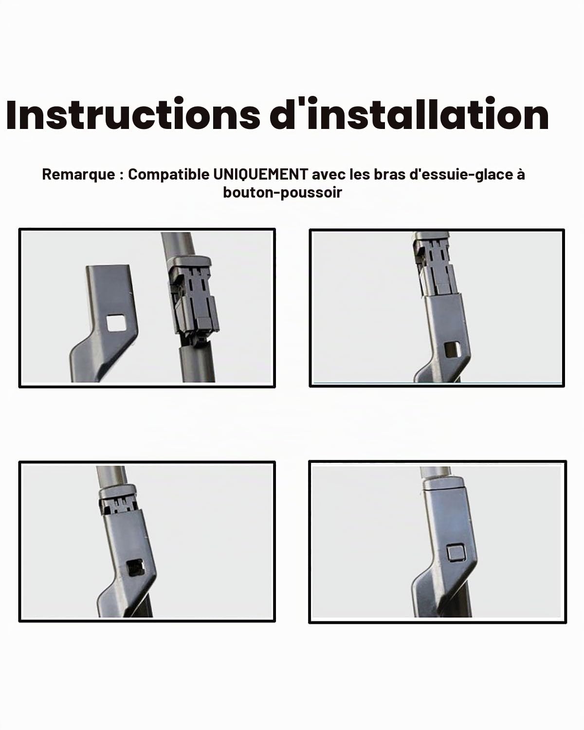 Kit de 3 Essuie-Glaces Compatible avec Peugeot 2008 A94 (2013-2018) | Avant 26"+16" & Arrière 12" | Silencieux