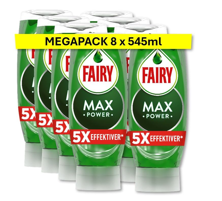 Fairy Max Power - Lavavajillas de 545 ml, limpieza fácil y sin esfuerzo, incluso en las ollas y sartenes más grasas.