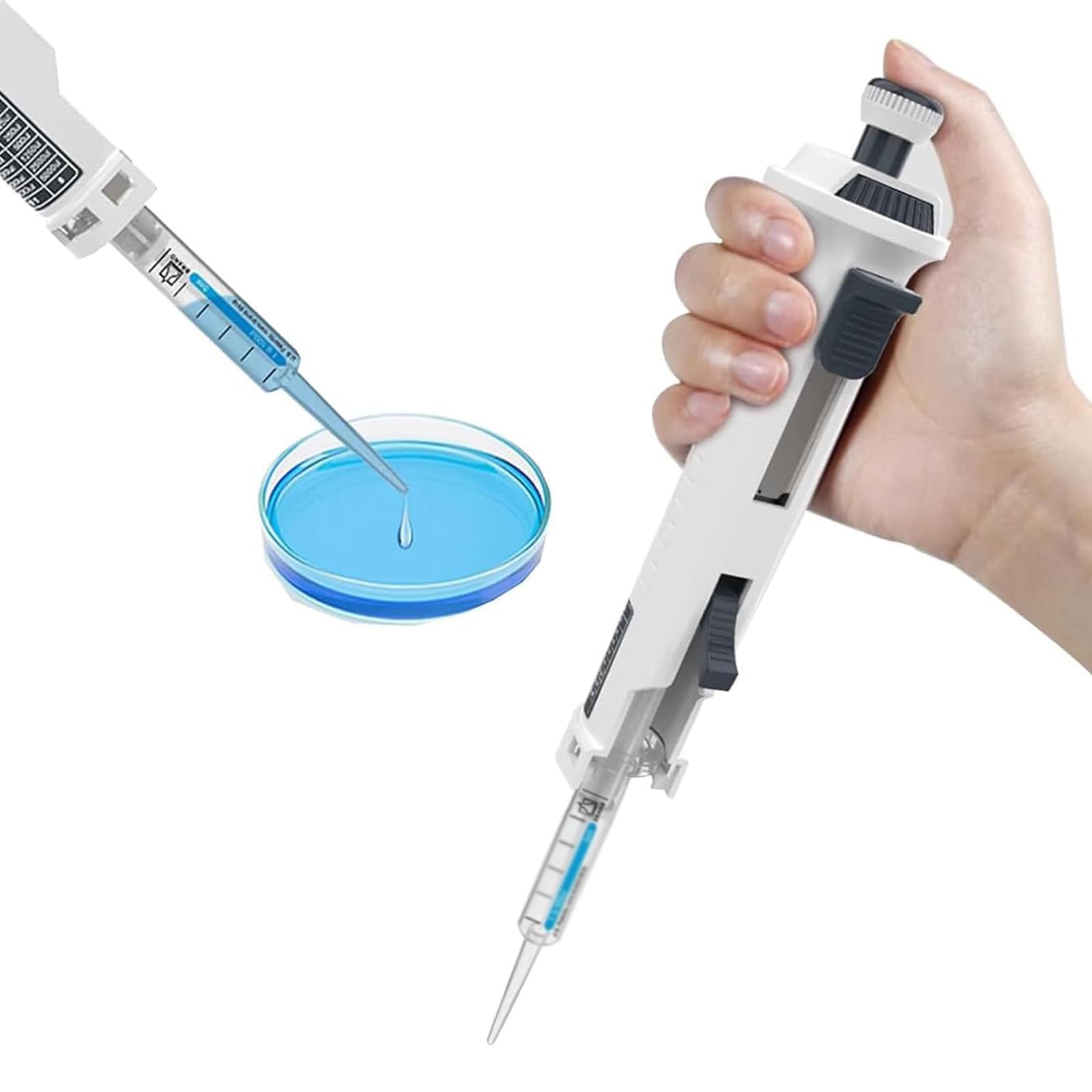 LYSDIANPU Single Channel Pipettor, Lab Micropipette with 5ml Pipette Tips, 0.5ml-50ml Continuous Pipettes, 5 Gears Adjustable for Chemical, Scientific Research
