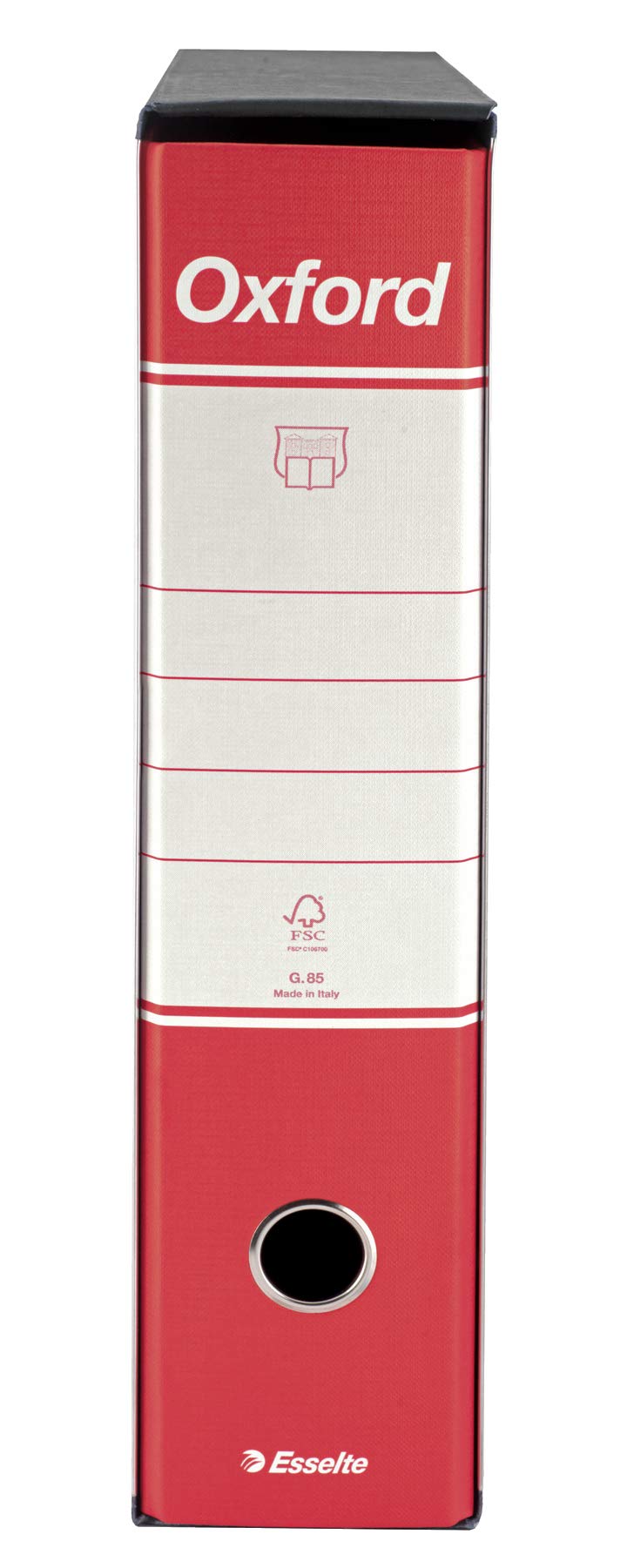 Esselte Pack de 4 archivadores Oxford con mecanismo de palanca y con funda, color rojo
