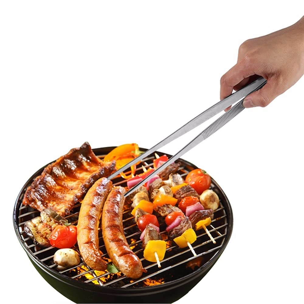 Pinze da Cucina Pinzette per Alimenti addensanti in Acciaio Inossidabile Pinzette per bustine di tè Professionali Clip per Barbecue Pinze per Alimenti Lunghe in Argento