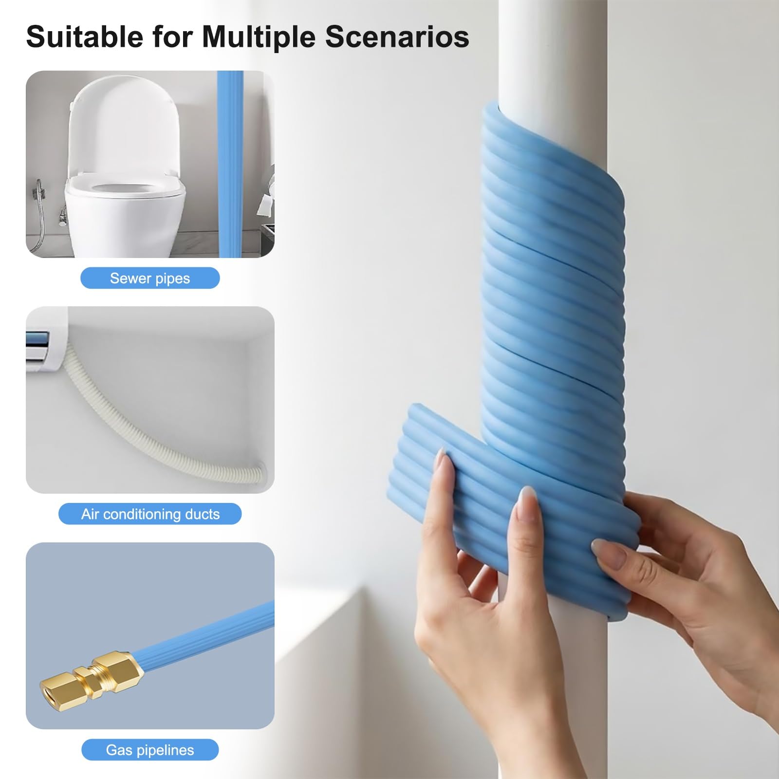 Nastro Isolante Per Tubi Esterni Con Striscia In Schiuma, 2m Nastro Isolante Per Tubi Esterni, Design Autoadesivo, Nastro Isolante In Schiuma Termica Per Protezione Dei Tubi acqua(Blue,3pcs)