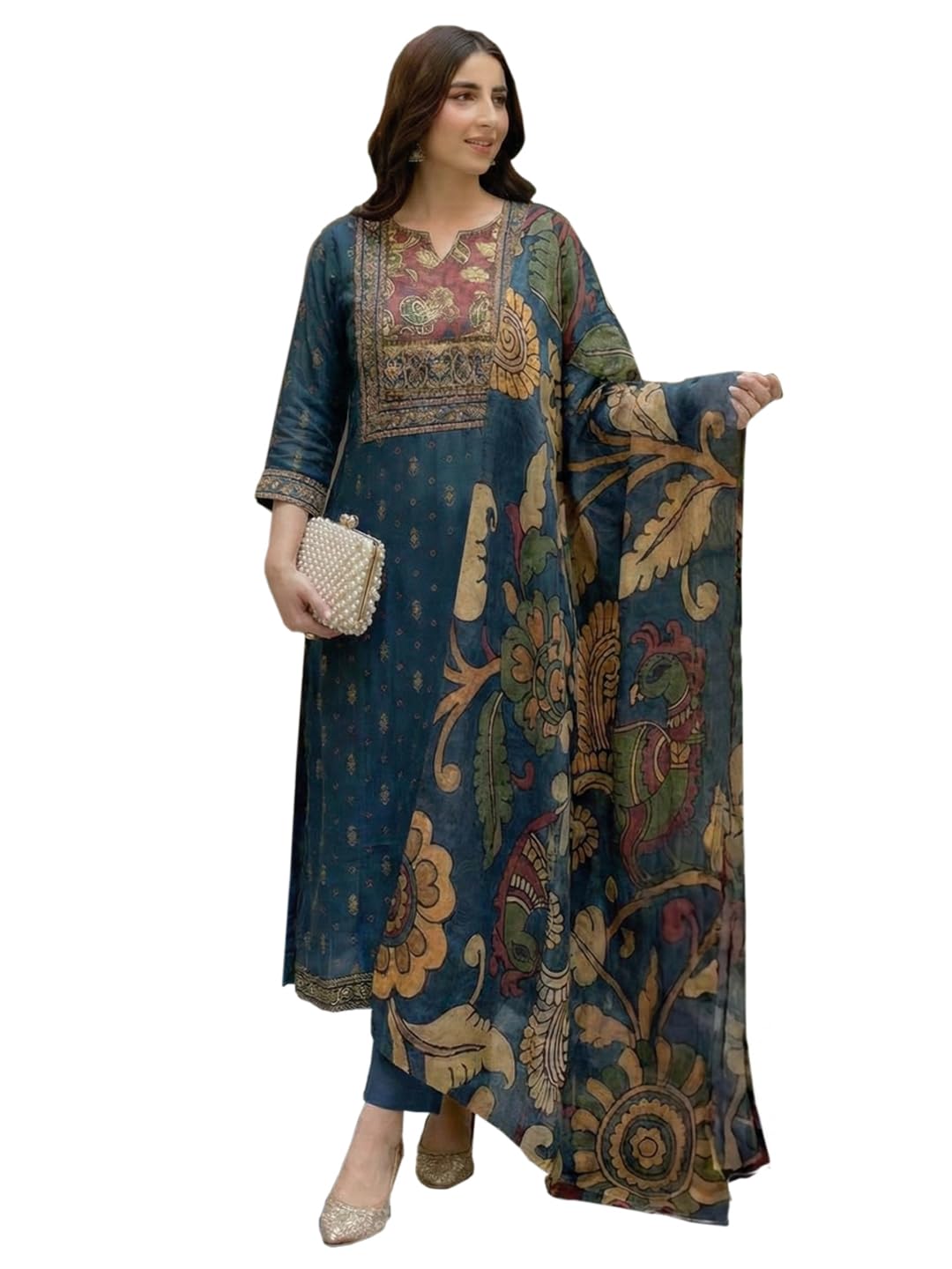 Women’s Viscose Blend Printed Straight Kurta with Pant & Dupatta | Ethnic Suit Set for Women | Festive Kurta Set | Casual Office Traditional Outfit-image-20