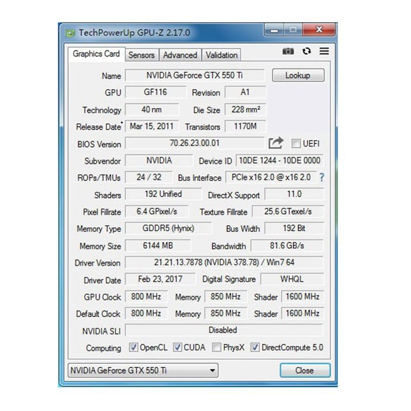 Karta graficzna GTX550Ti 6 GB wideo GPU GDDR5 192Bit komputer stacjonarny - kompatybilna gra