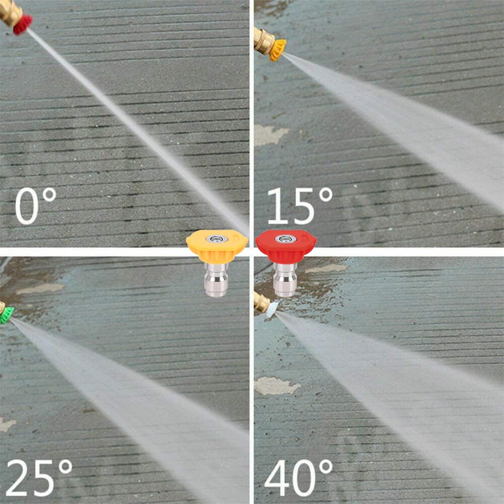 Ugelli a Spruzzo Punte Ugello a Pressione,Set Ugelli Spruzzatori Idropulitrice Punte,Spruzzo Rapido Della Rondella Ugello ad Alta Pressione,Ugelli a Connessione Rapida da 1/4 Sono,5 pezzi