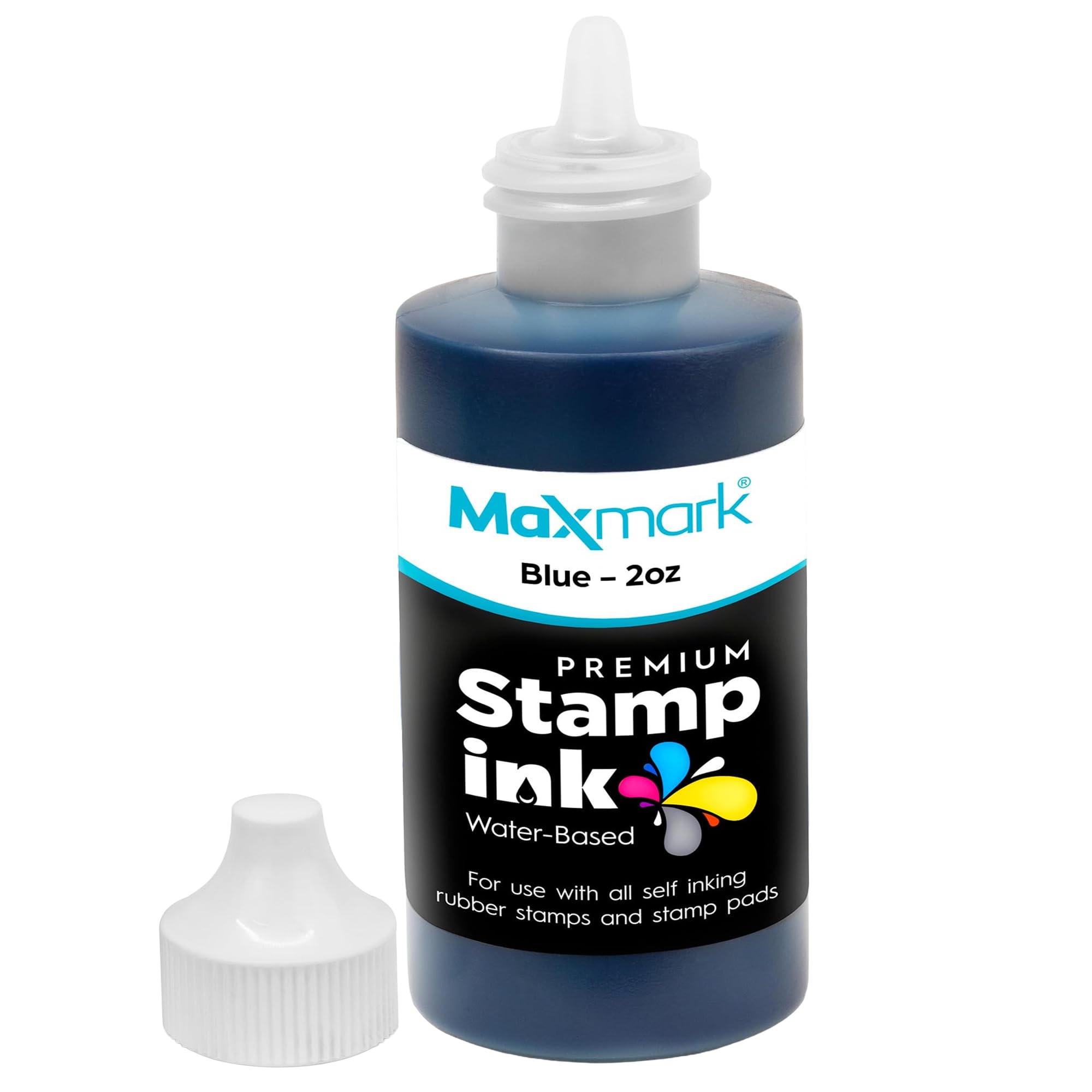 MaxMark Premium Refill Ink for self Inking Stamps and Stamp Pads, Color - 2 oz. Blue