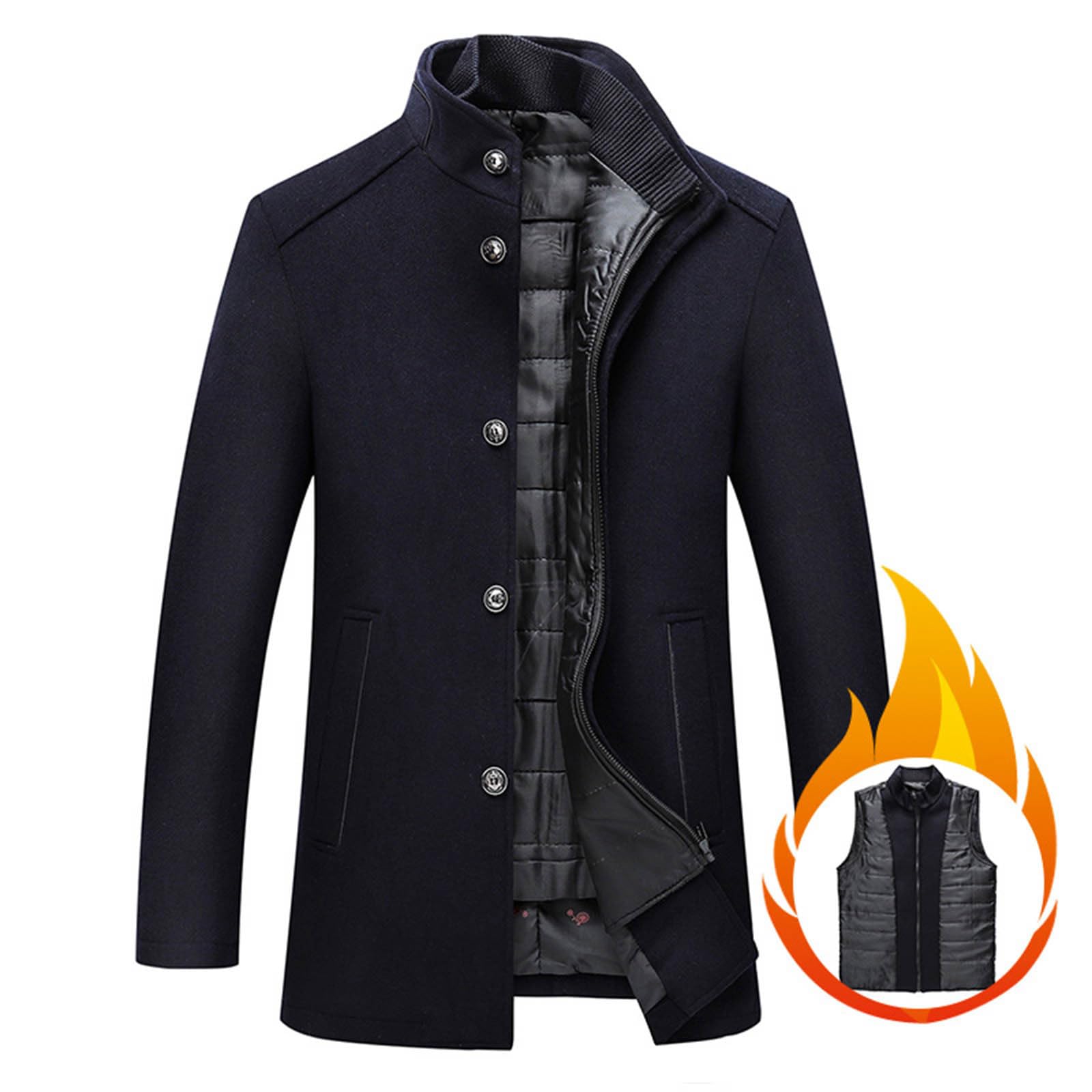 Abrigo De Lana Para Hombre Termica, Gabardina Gruesa De Longitud Media, Abrigos Para Hombres Sobretodo De Invierno De Lana Trenca Abrigo Slim Fit Polar Chaqueta Abrigo Para Hombre Chaqueta Larga