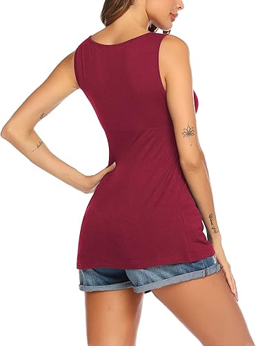 Miniatura 4 de Ekouaer Camiseta de maternidad para mujer para embarazo y posparto, camiseta sin mangas para lactancia materna fácil