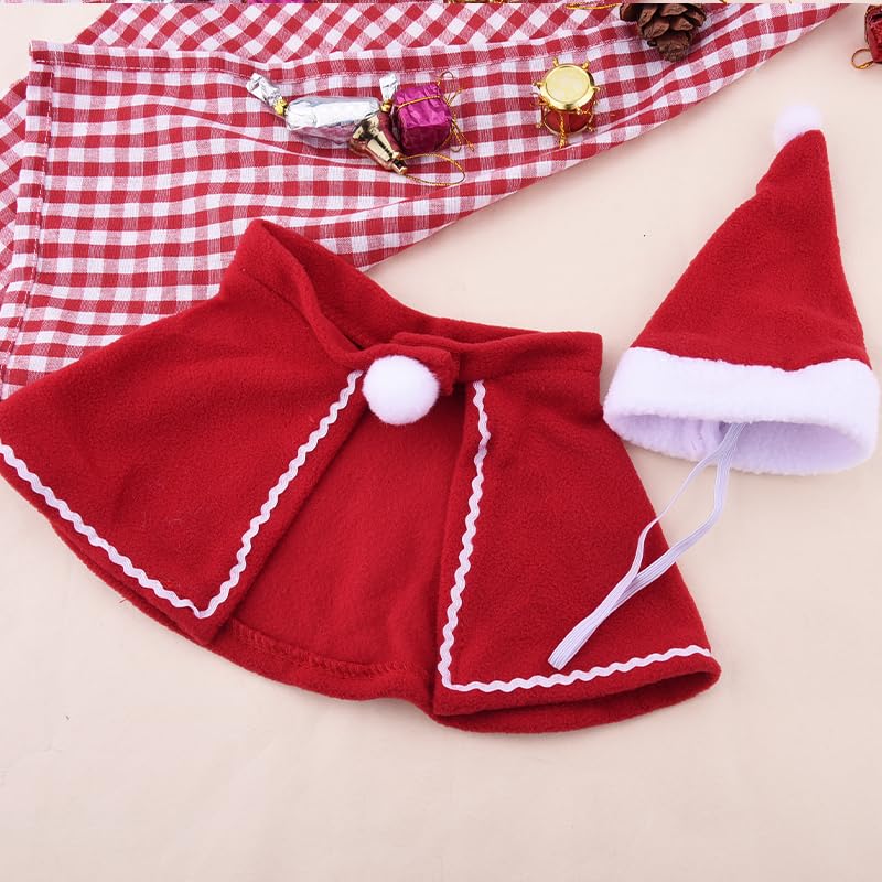 Disfraz navideño para perro pequeño y gato con capa roja miniatura 7
