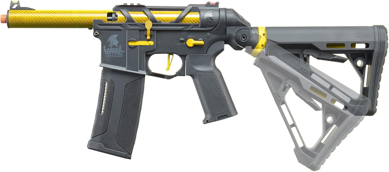 Lancer Tactical Gen 3 AirTac M4 AEG Lightweight CQB Airsoft Rifle Programmable ETU w/Adjustable Rear Stock