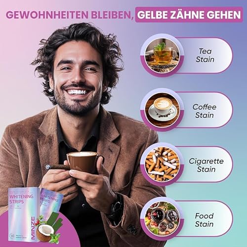 Schonende Zahnaufhellung Whitening Strips - (28 Stripes) Bleaching Zähne frei von Peroxid für strahlendes Lächeln - schonend Zähn Aufhellung - teeth whitening strips zahnbleaching 14 Anwendungen