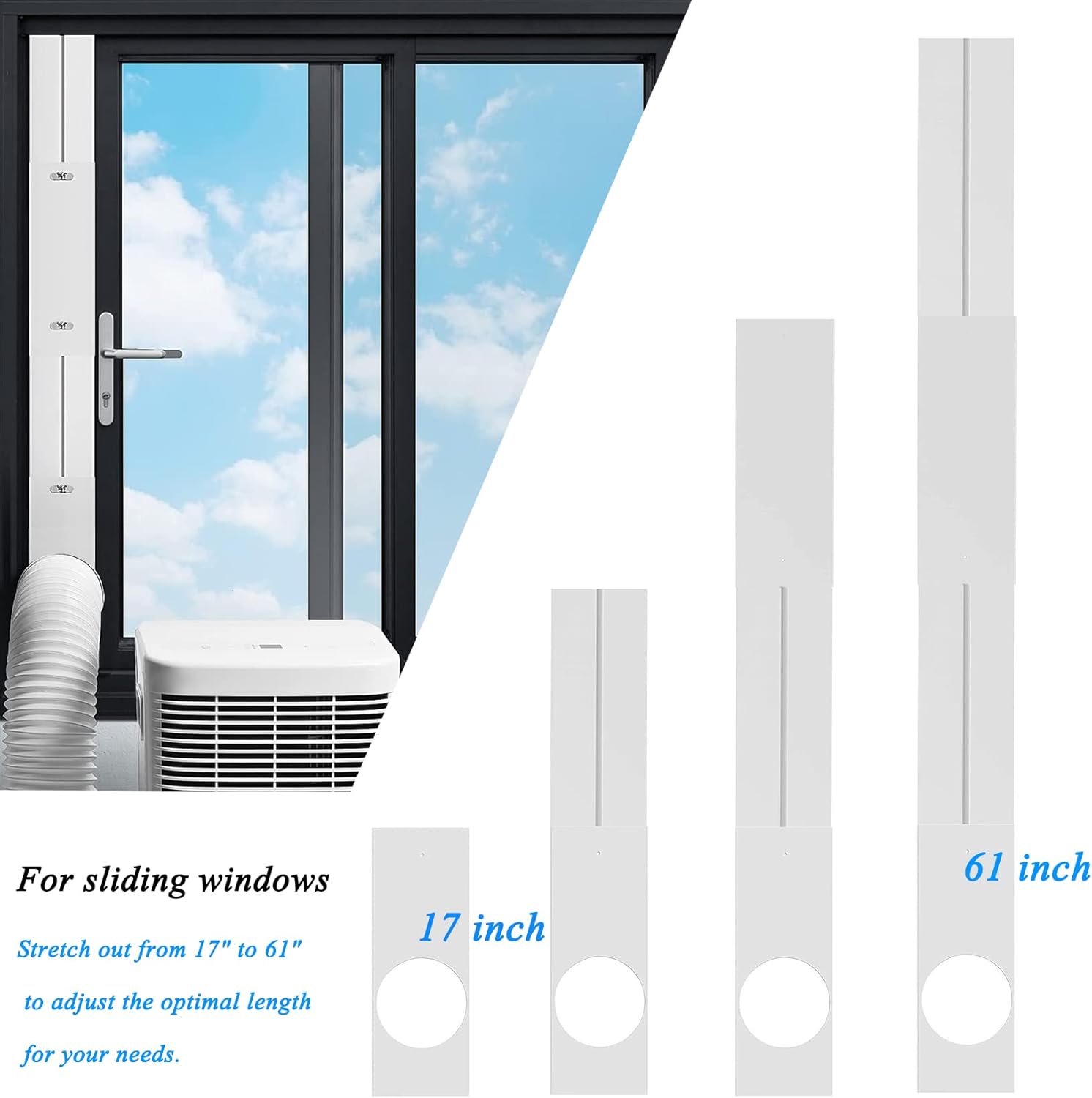 tBesme Portable Air Conditioner Windows Vent Kit with 5.9” Exhaust Hose & Coulper,Universal Adjustable Sliding Window Seal Kit Plate for Portable A/C Unit Suitable for 5.9”/15cm AC & Dryer