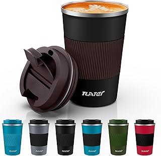 Kubek podróżny, Tlater 380ml izolowany kubek podróżny do kawy z szczelnym wieczkiem - dwuścienny próżniowy kubek podróżny ze stali nierdzewnej do gorących i zimnych napojów