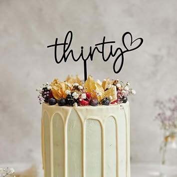 Birthday Number Cake Topper with Heart, Milestone Birthday Decoration, 30th 50th 60th, Cake Decor