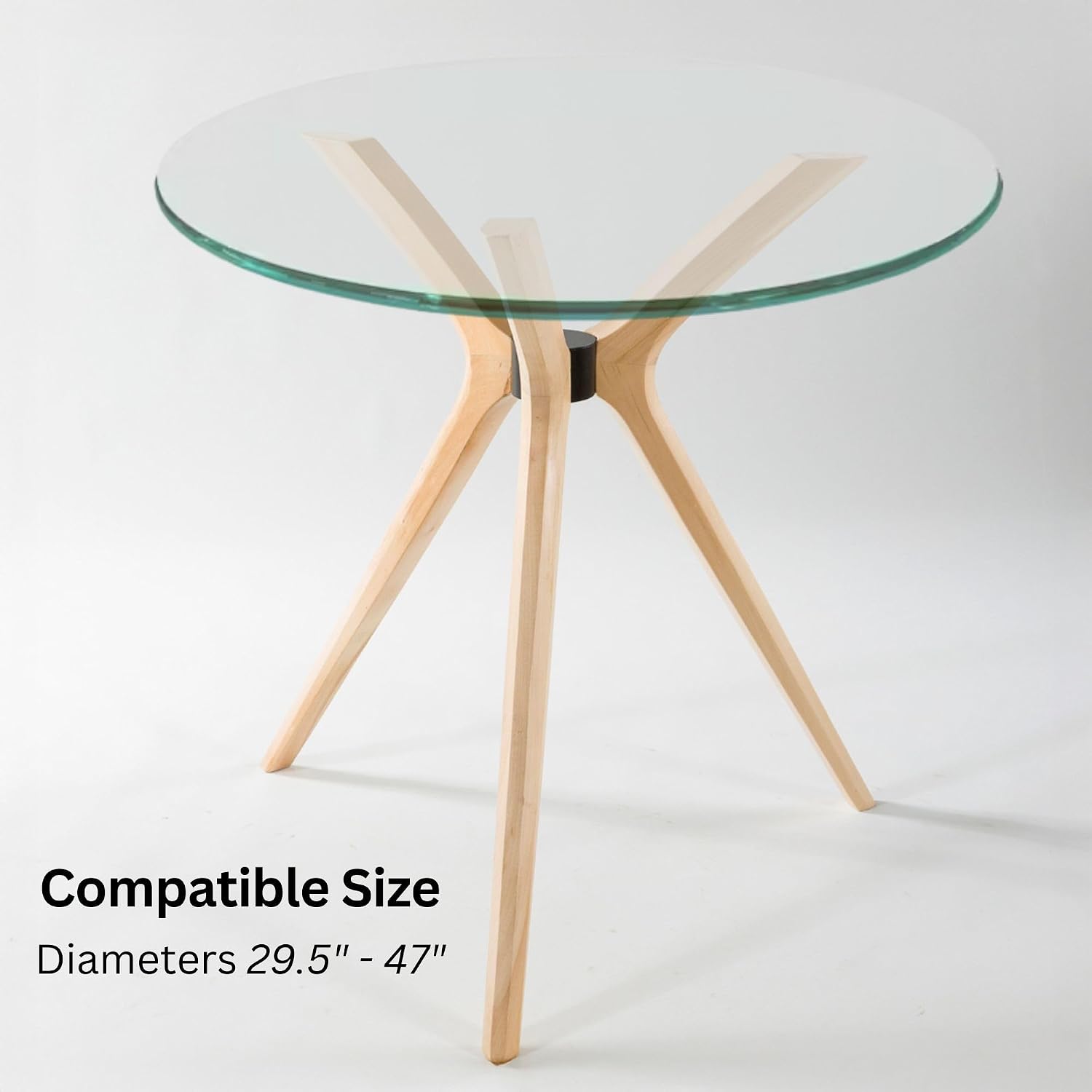Mid Century Solid Beech Wood Modern Dining Table Base Only, Counter/Bistro Height Table Bases, Wooden Legs for Kitchen Tables, Glass Top Wood Top (Glass Tabletop, Unfinished)