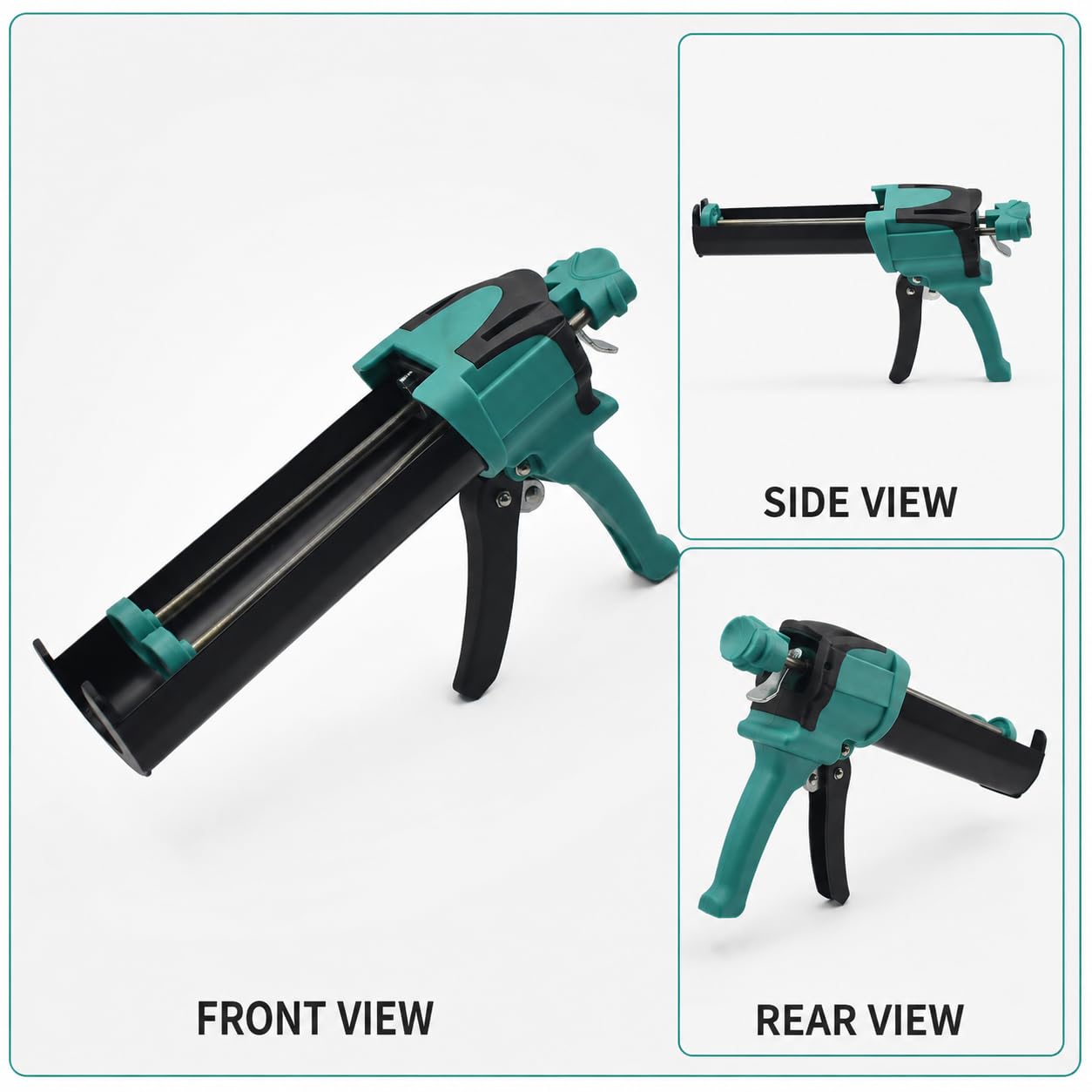 Pistola per Silicone, Applicatore di Malta Epossidica a Doppia Cartuccia | Telaio In Metallo, Aste Gemellate Ingranate, Manico Assistito da Leva e Sgancio Rapido per L'applicazione(red,Package D)