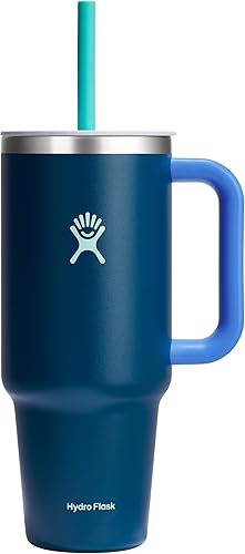 Miniatura 7 de Hydro Flask Vaso de viaje de 40 onzas con asa, tapa y pajita, acero inoxidable aislado en 40 onzas, arena Abeto,Ponche