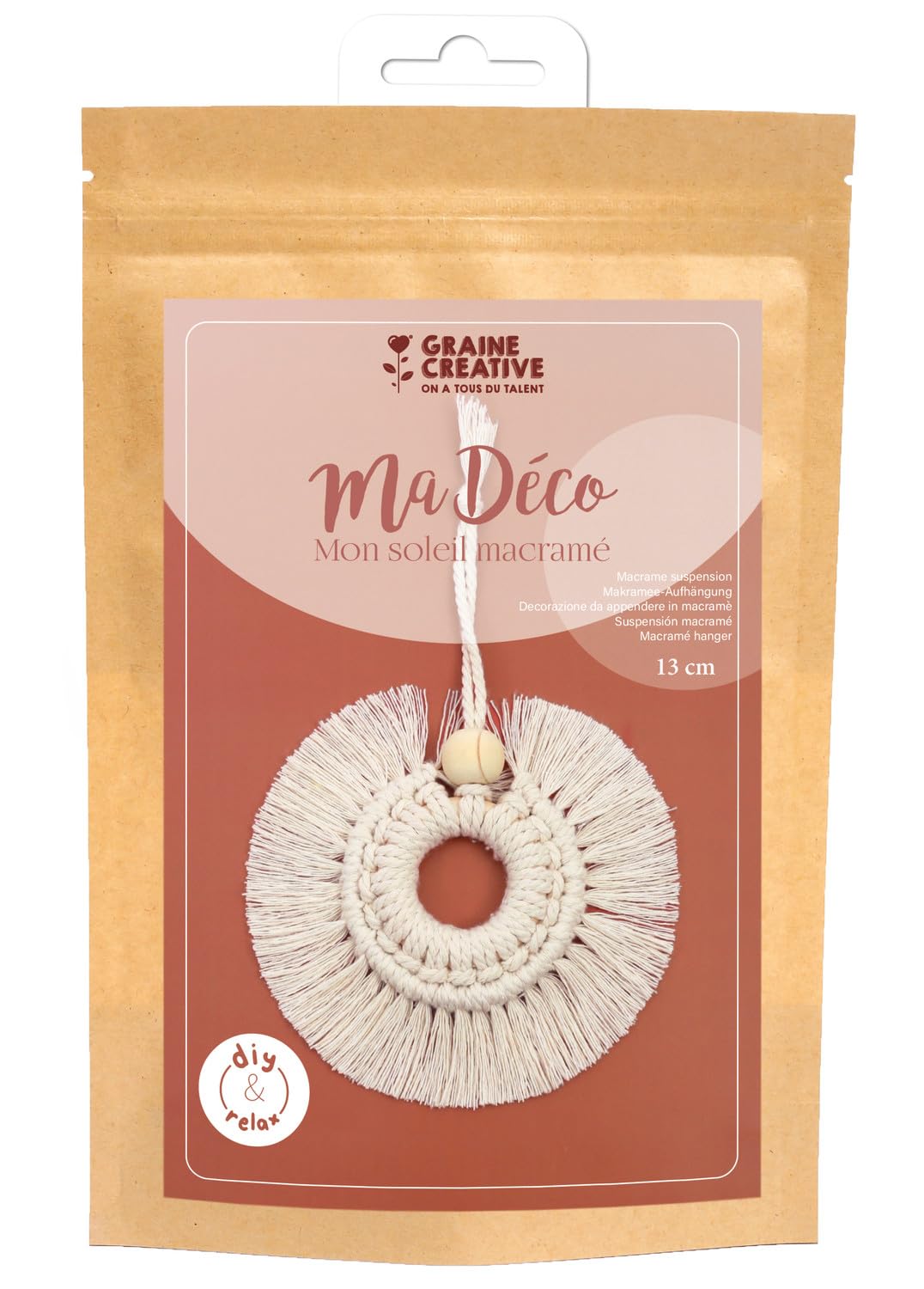 GRAINE CREATIVE Kit macramé : Mon soleil à suspendre