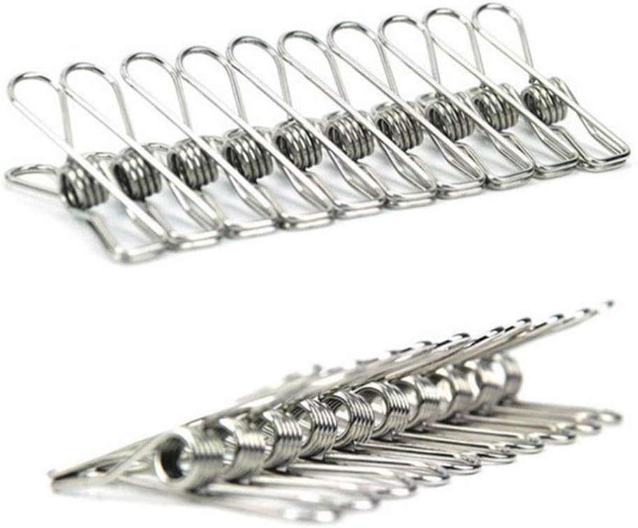 30 Pack 2.56 Inch Stainless Steel Wire Clips for Drying on Clothesline Clothespins Hanging Clips Hooks Clothes Pins for Home Laundry Office Use