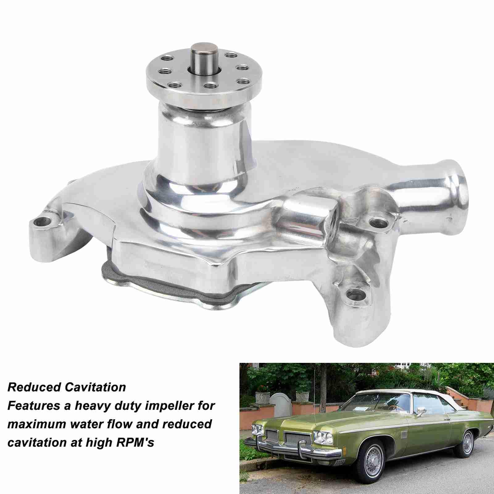 Bediffer Aluminiowa Pompa Wodna o Dużej Objętości, Wysoka wydajność dla Chevy SBC V8 283 327 350 1955 do 1985 (Błyszczący)