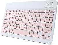 Acolarid Ultra-Slim Pink Bluetooth Keyboard for iPad 11th/10th Gen Pro Air Mini iPhone Samsung Galaxy - Rechargeable Wireless Portable
