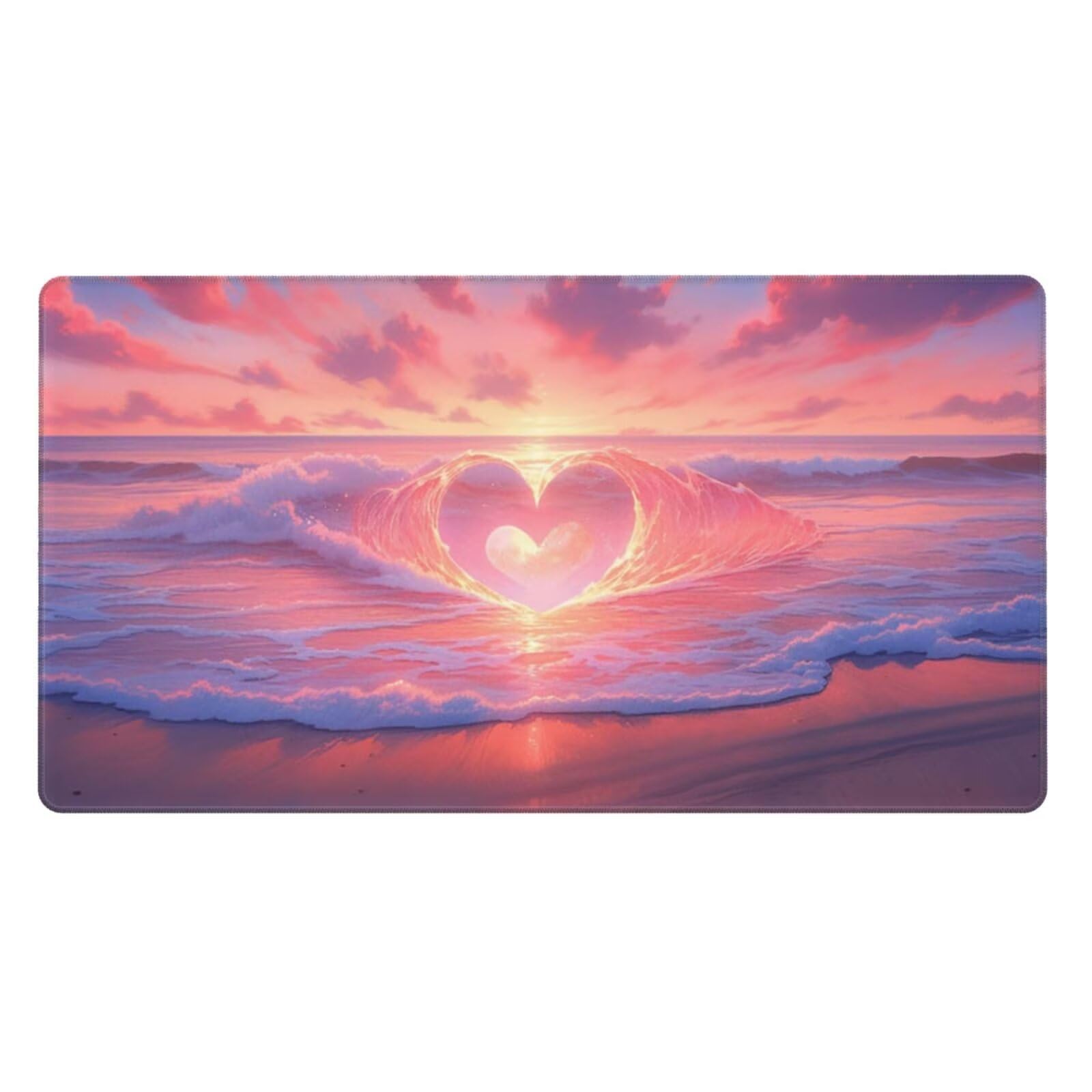 Gaming Mauspad XXL 900x600x3mm Mousepad Verlängertes Groß Mauspad Schreibtischauflage,Genähte Kanten rutschfeste Gummibasis,Verbessert Präzision Geschwindigkeit Home Office Herzförmige Wellen L-3332