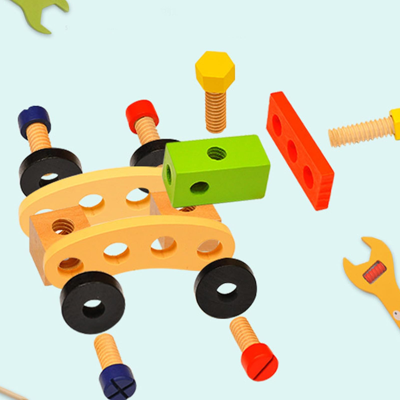 Set Di Attrezzi Per Piccoli Giocattolo Educativo in Legno per Costruzioni | Set di Giochi con Cassetta Attrezzi Per Casa Cameretta Asilo Scuola Materna Compleanno Ragazzi Ragazze Età 2-4