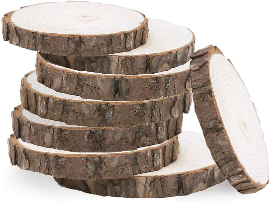 24 Stück Holzscheiben 10cm - Naturbelassene Holzspäne Zum Basteln & Bemalen