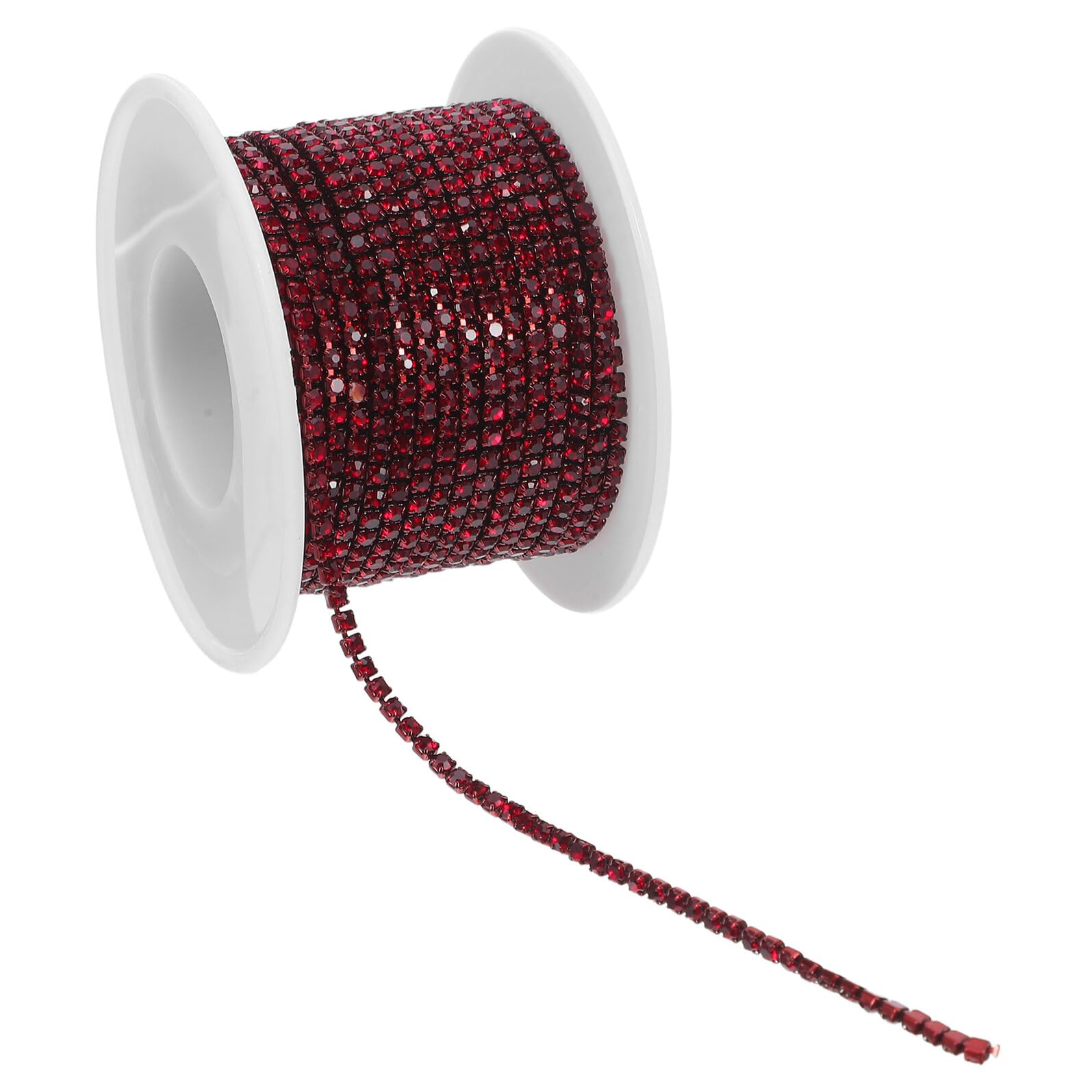 GLSTOY Rollo de Cadena de Gemas de Imitación 2 Mm 10 Yardas Color Rojo Profundo para Manualidades, Adornos de Costura, Decoración de Ropa, Zapatos y Joyería DIY