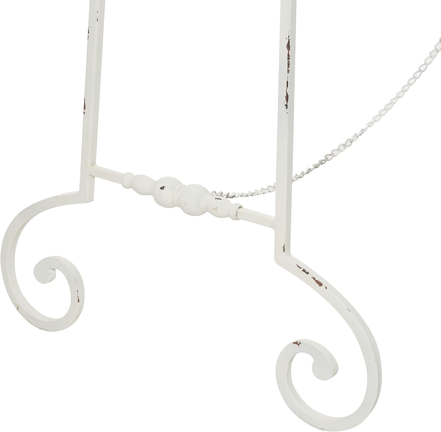 Deco 79 Metal Scroll Large Free Standing Adjustable Display Stand Easel with Chain Support, 20" x 27" x 61", White