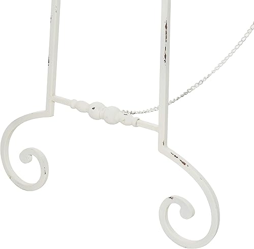 Miniatura 4 de Deco 79 Caballete de metal grande ajustable para exhibición de piso, 3 niveles con soporte de cadena, 20 x 27 x 61 pulgadas, color blanco