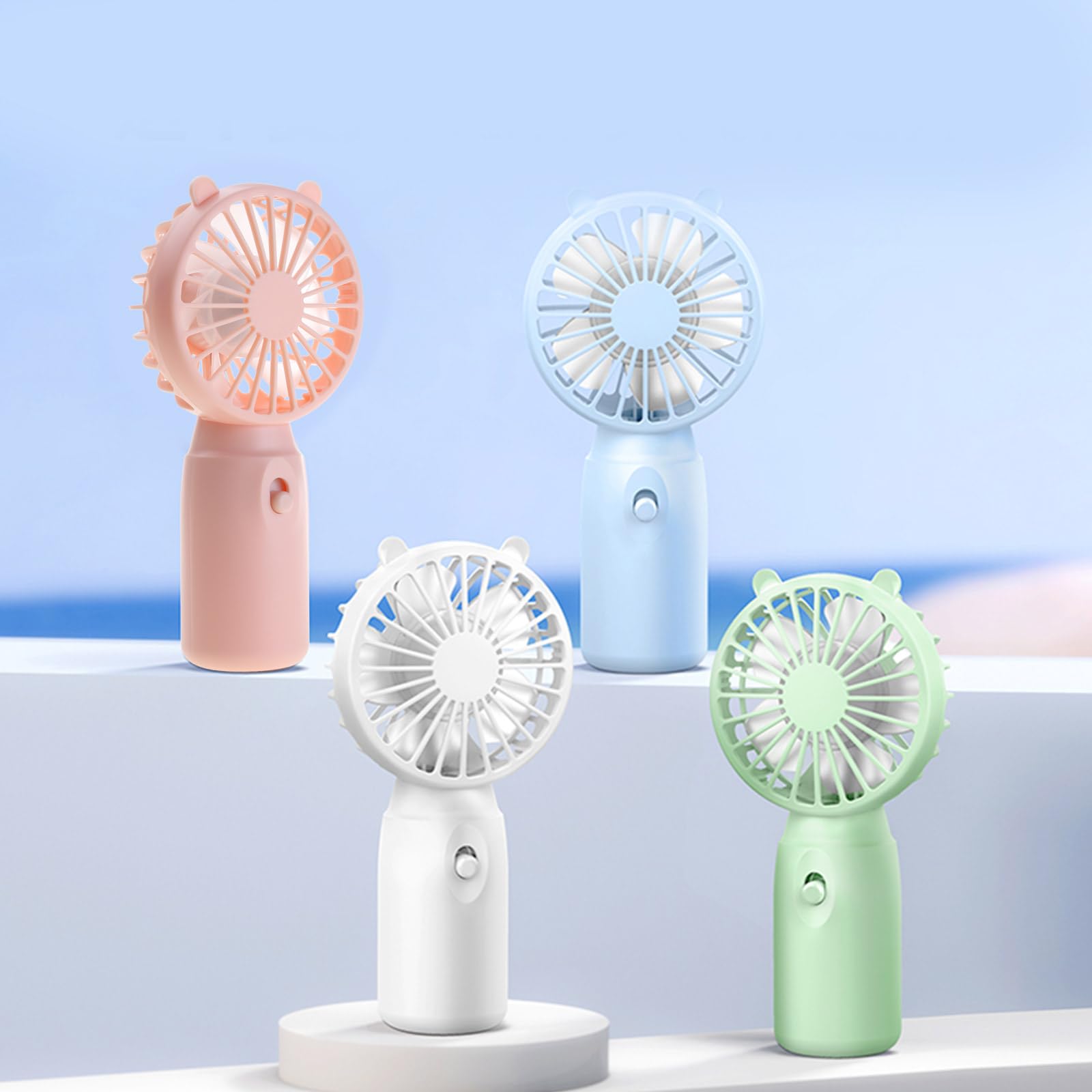 PUSOKEI Mini Ventola Portatile A Batterie AA, Con Pale In Schiuma Morbida, Testa Regolabile, Leggera E Sicura Per Bambini, Per Casa, Ufficio, Escursioni