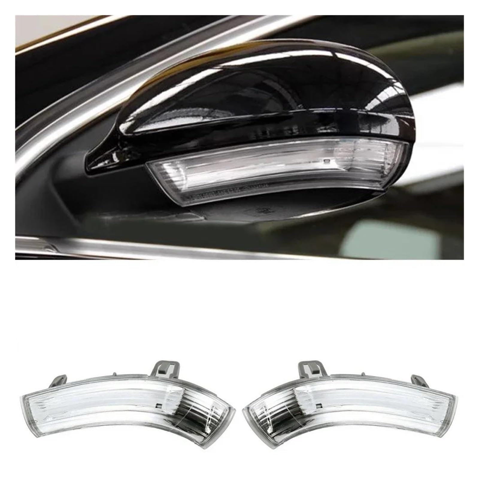Intermitente Para Automóviles Para Seat Para Alhambra 2009-2010 Señales Giro Lámpara Repetición Lateral Del Coche Luz Señal Espejo Retrovisor(Transparent A pair)