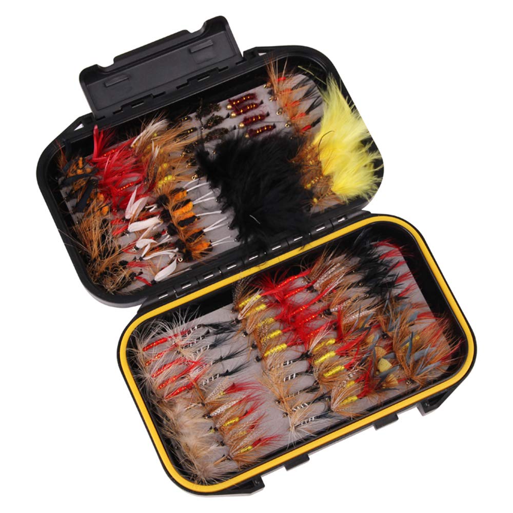 Lixada 40/72/100/120 Uds.,Moscas de Pesca con Mosca, Señuelos de Trucha,Señuelos de Pesca Artificiales,Cebo con Caja de Moscas Impermeable